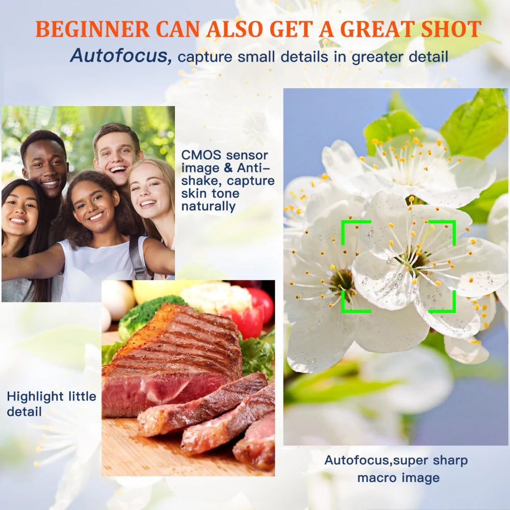 4K Digital Camera Auto Focus 48MP Vlogging Camera for Youtube and Anti-Shake Video Camera with Viewfinder Flash & Dial (Brown)