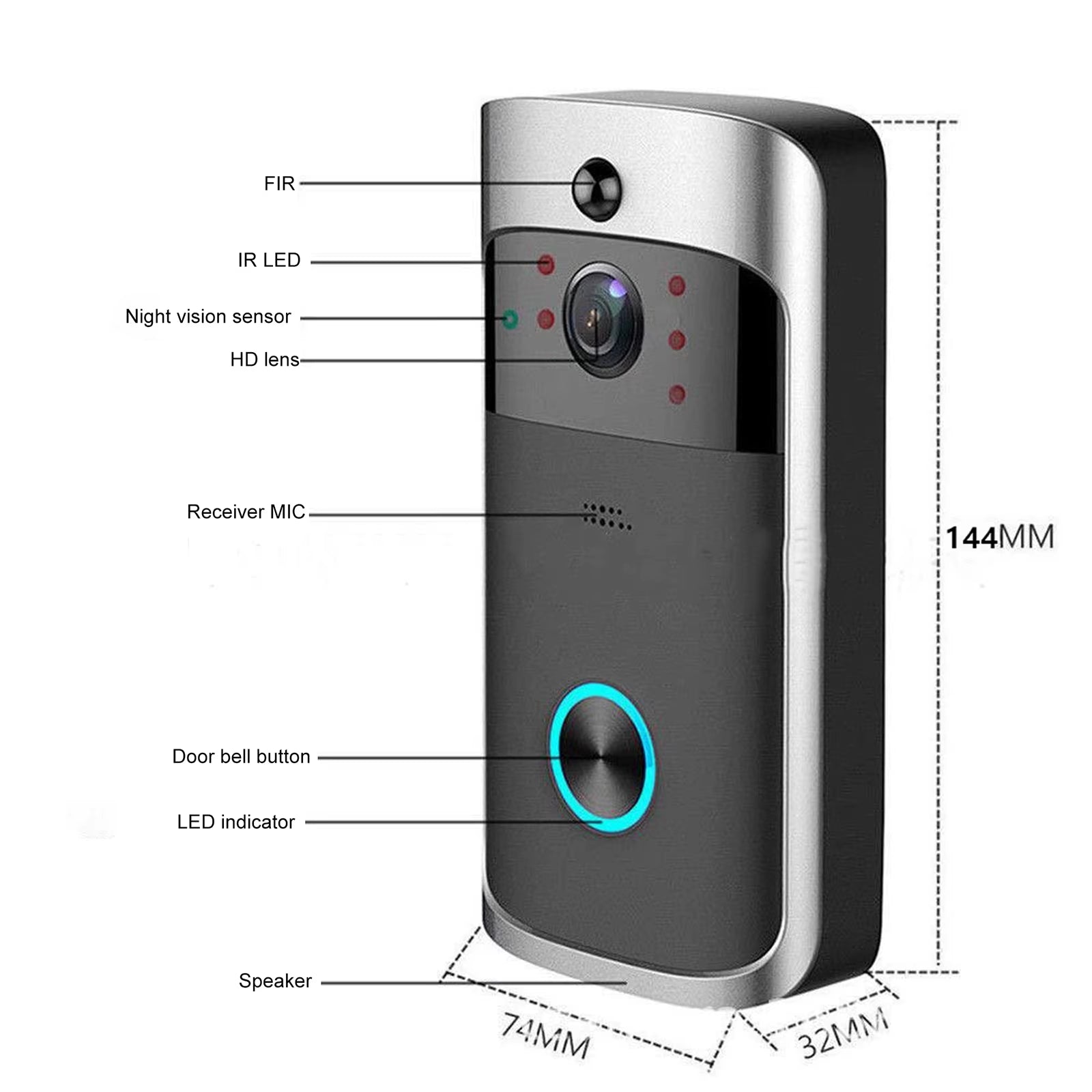 V5 Wireless Camera Door Bell 720P HD Voice Intercom Smart Camera Motion Detection Sensing Home Security Doorbell Equipment