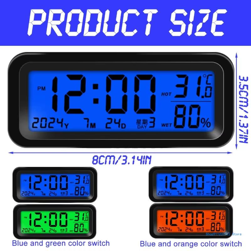 Solar Car Digital Clock Driving Time Date Dashboard Digital Clock Car Watch
