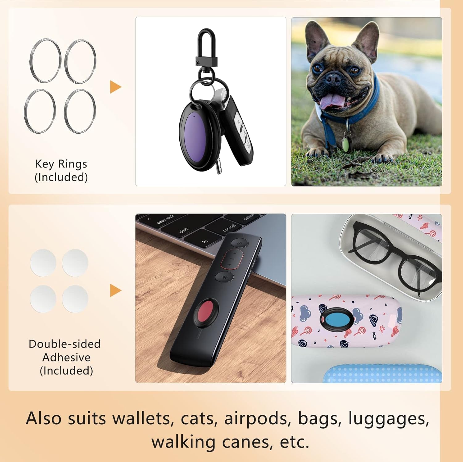Lost Remote Finder with LED Light - 131Ft Range Key Locator with 4 Retriever Tags - Making Noise Device for Keys and Remote Control