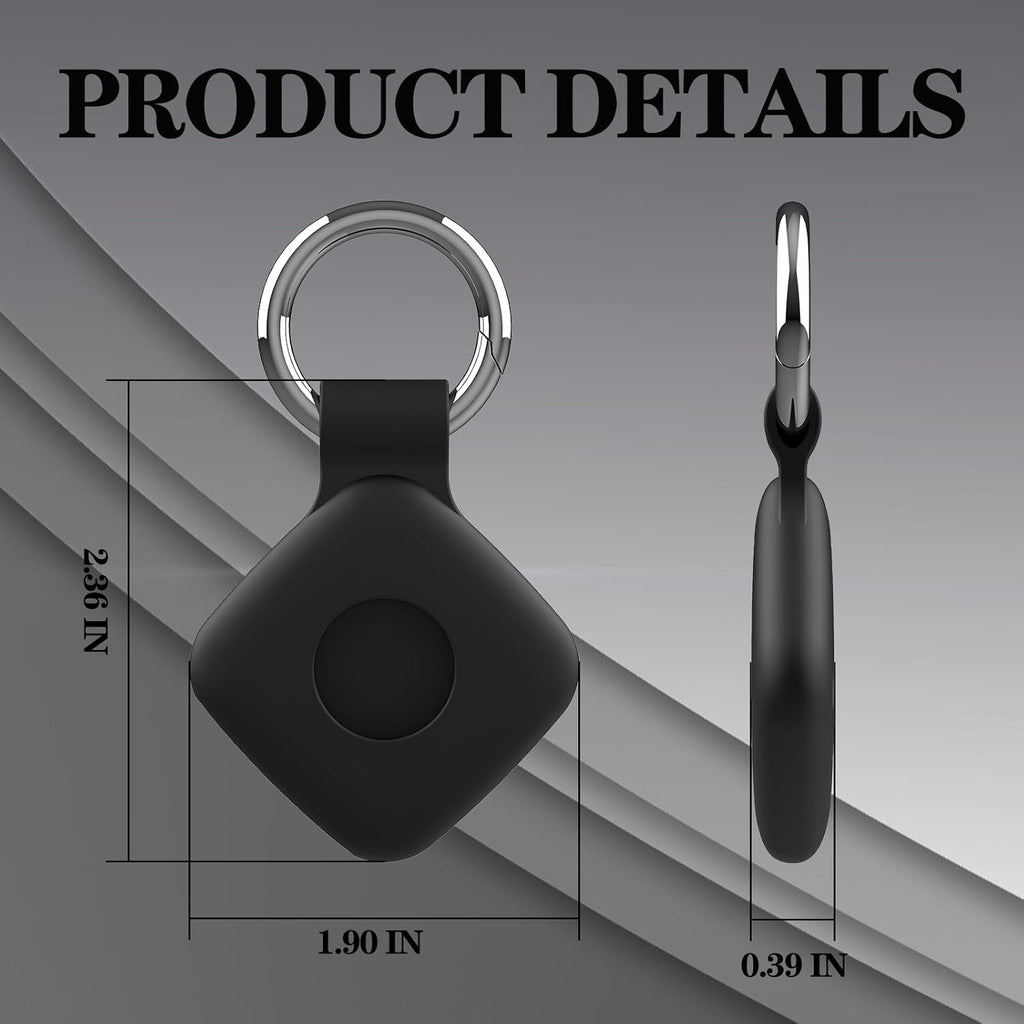 4 Pack Holder Case Compatible with Tile Mate 2022 2024 Tracker, Anti-Scratch Finder Protective Cover for Tile Tracker with Key Ring, Silicone Tile Keychain for Pets,Keys(Black Black White White)