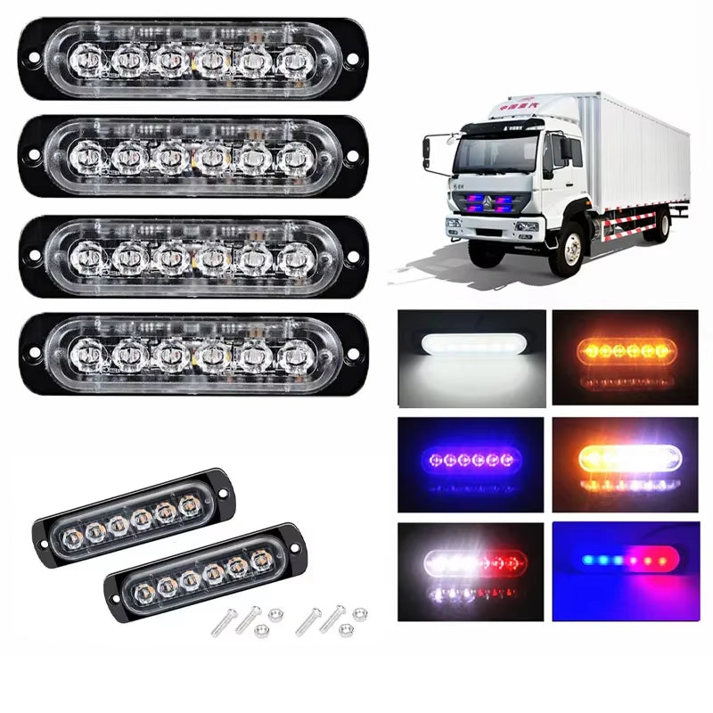 1PCS 6LED Truck Side Lights, Grille Lights, Emergency Lights, Truck Side Flashing Lights, Car Grille Flashing Lights, 12V-24V
