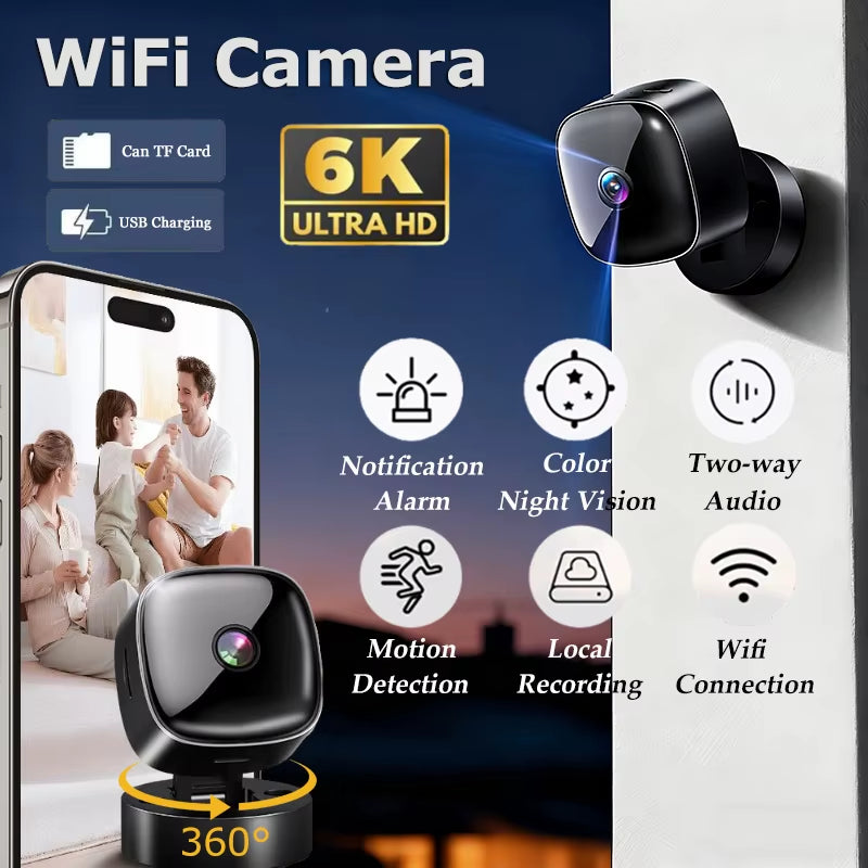 6K HD Mini Camera Wifi Camera Wireless Security Protection Remote Monitor Camcorders Video Surveillance Home Smart Camera