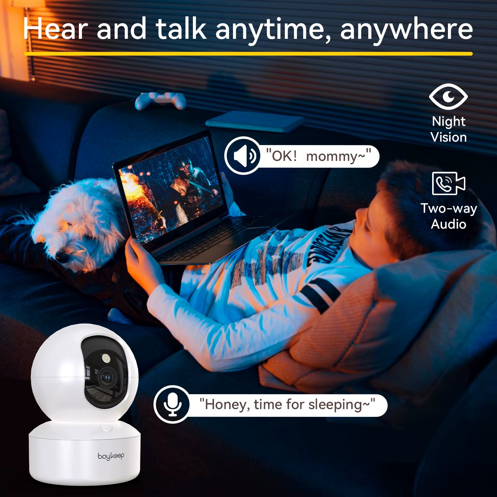 3MP 5G/2.4Ghz Wifi Indoor Home Security IP Smart Baby Monitor Camera Automatic Tracking 24/7 Video Surveillance Camera