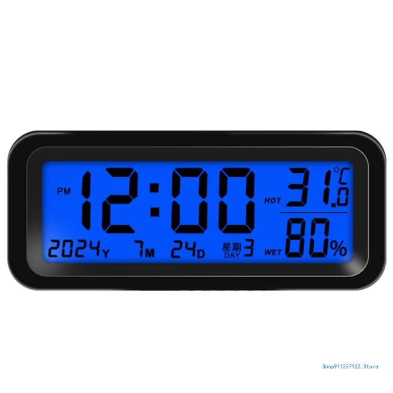 Solar Car Digital Clock Driving Time Date Dashboard Digital Clock Car Watch