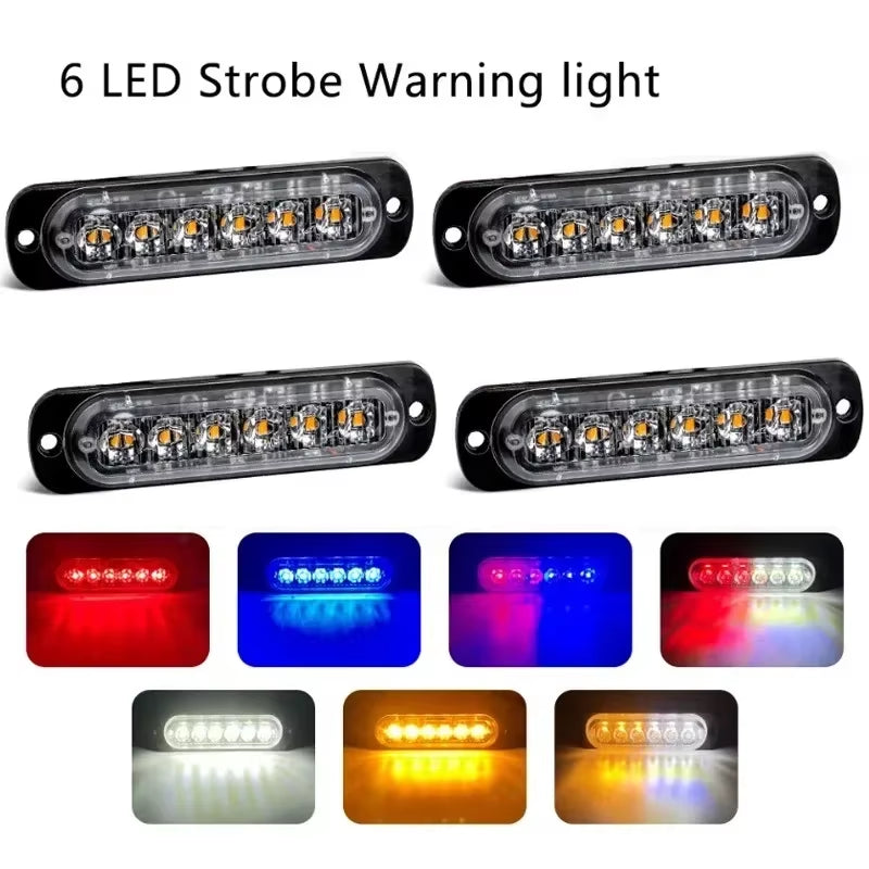 1PCS 6LED Truck Side Lights, Grille Lights, Emergency Lights, Truck Side Flashing Lights, Car Grille Flashing Lights, 12V-24V