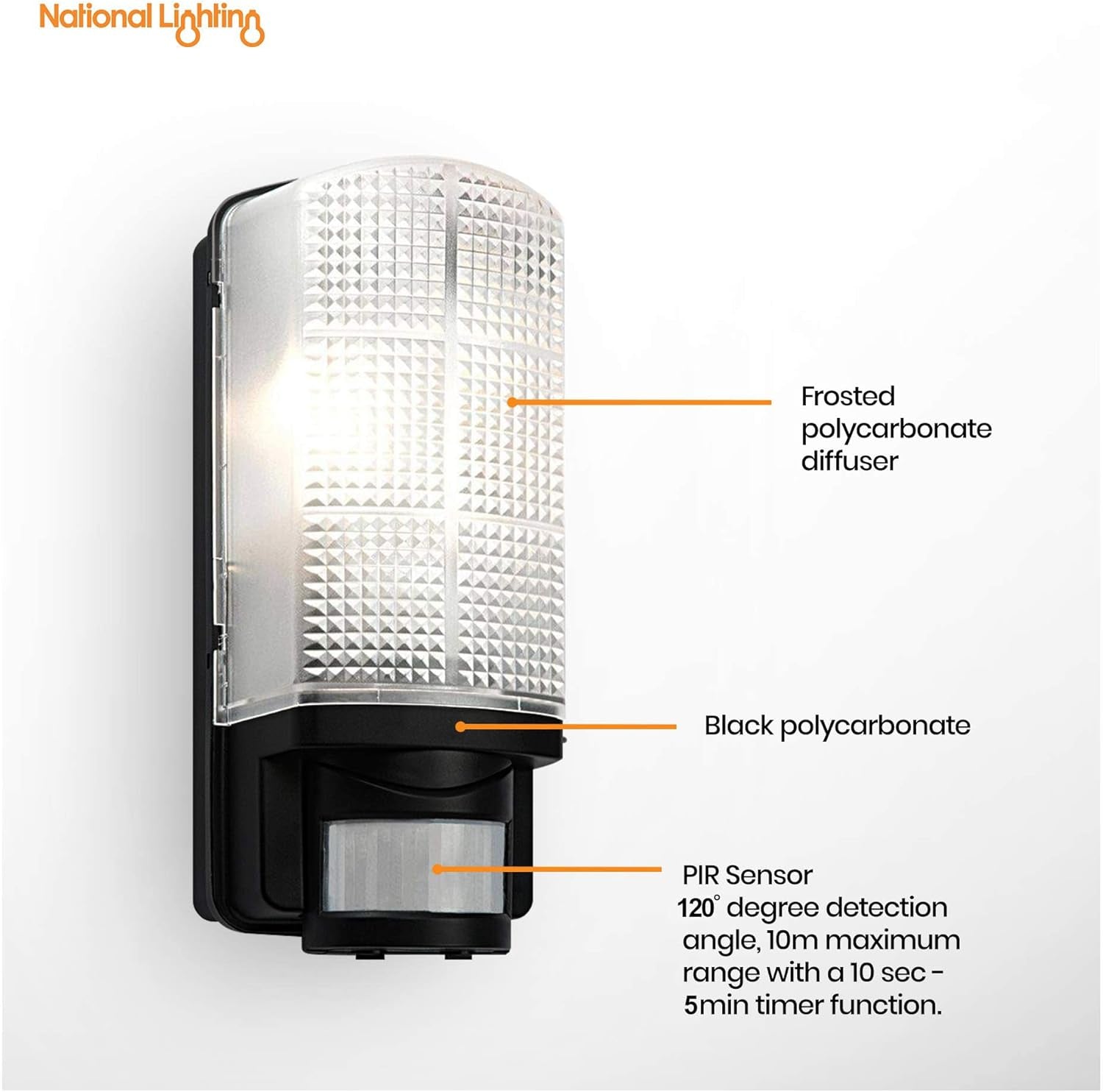Motion Outdoor Lights Mains Powered - PIR Lights Outdoor - Bulkhead Wall Lights