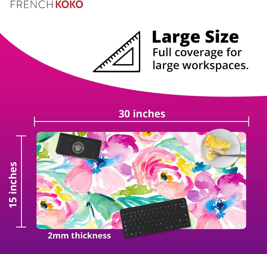 Large Mouse Pad Desk Mat Desk Pad Keyboard School Essentials Office Decor Big Extended Laptop Protector Computer Accessories Pretty Mousepad Women Girls Pink Flowers XL Gift