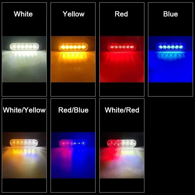 1PCS 6LED Truck Side Lights, Grille Lights, Emergency Lights, Truck Side Flashing Lights, Car Grille Flashing Lights, 12V-24V