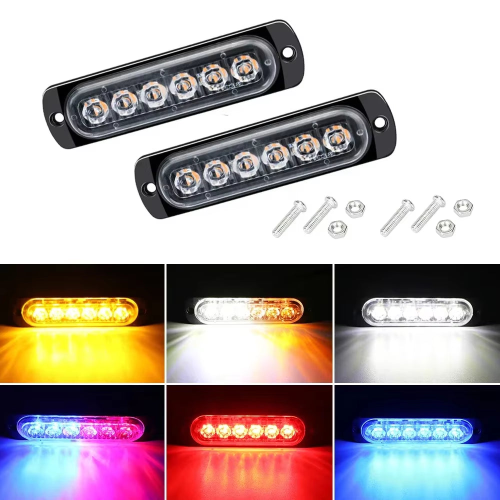1PCS 6LED Truck Side Lights, Grille Lights, Emergency Lights, Truck Side Flashing Lights, Car Grille Flashing Lights, 12V-24V
